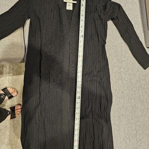 Long black duster open front black size small side slit/vent